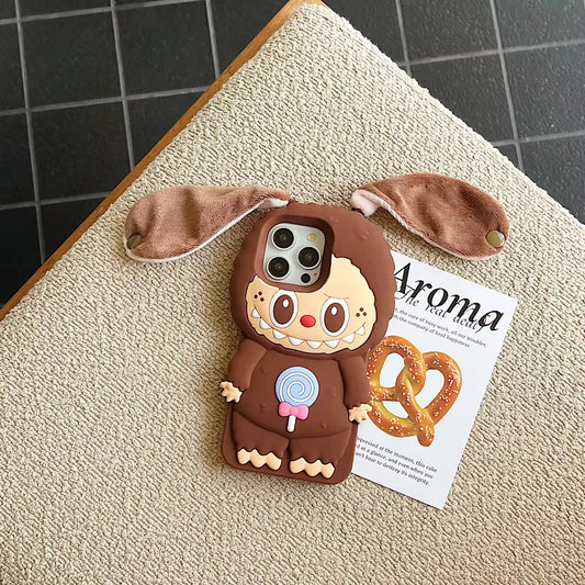 Labubu 3D iPhone Case With Ear Lanyard