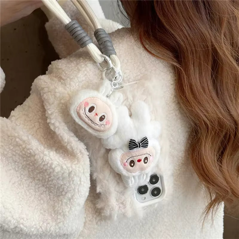 Labubu 3D Fur iPhone Case With Lanyard