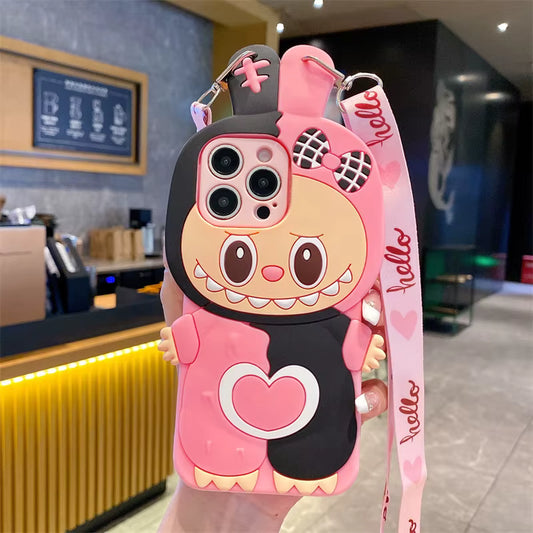 Labubu Multi 3D iPhone Case With Lanyard
