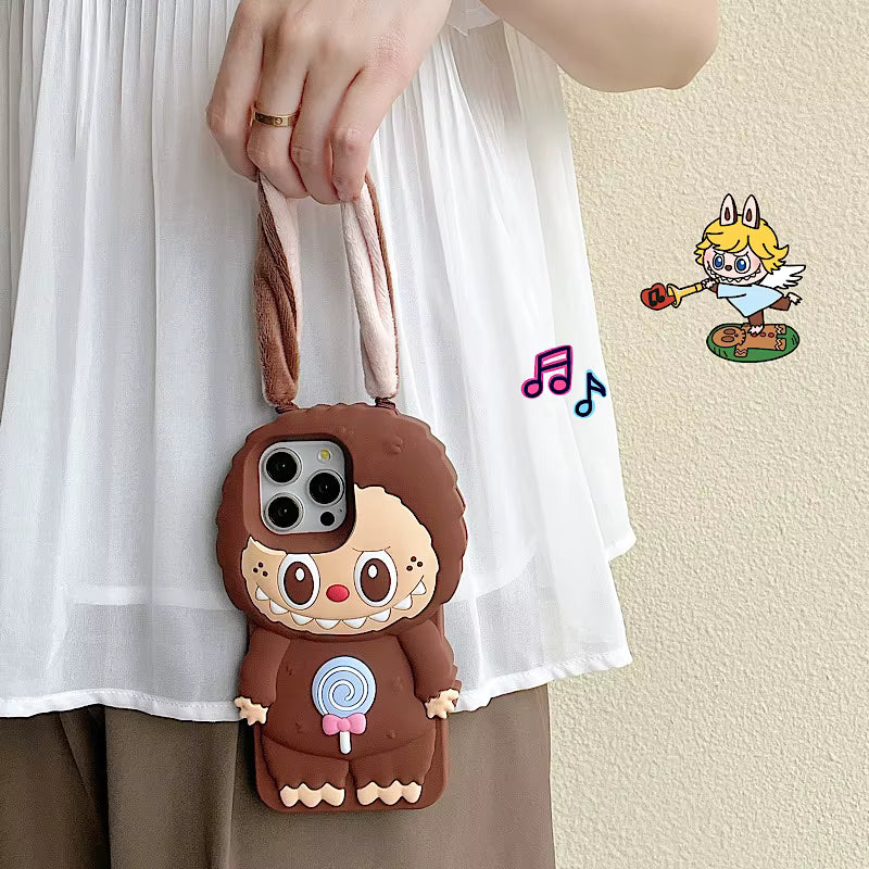 Labubu 3D iPhone Case With Ear Lanyard