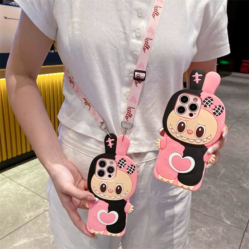 Labubu Multi 3D iPhone Case With Lanyard