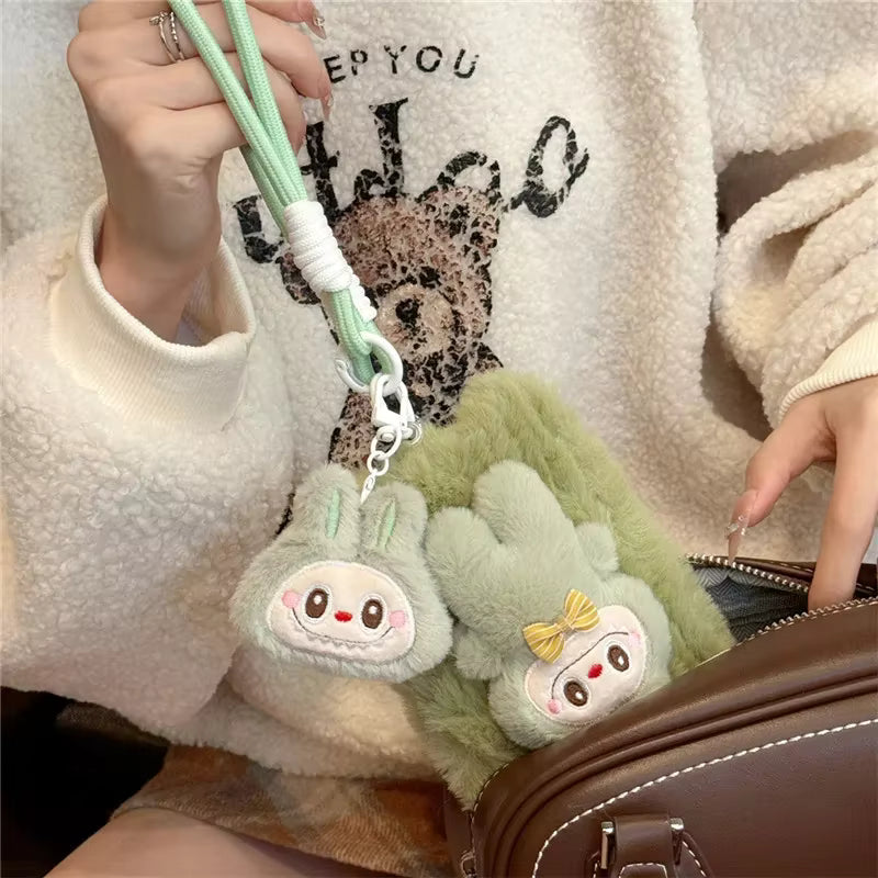 Labubu 3D Fur iPhone Case With Lanyard